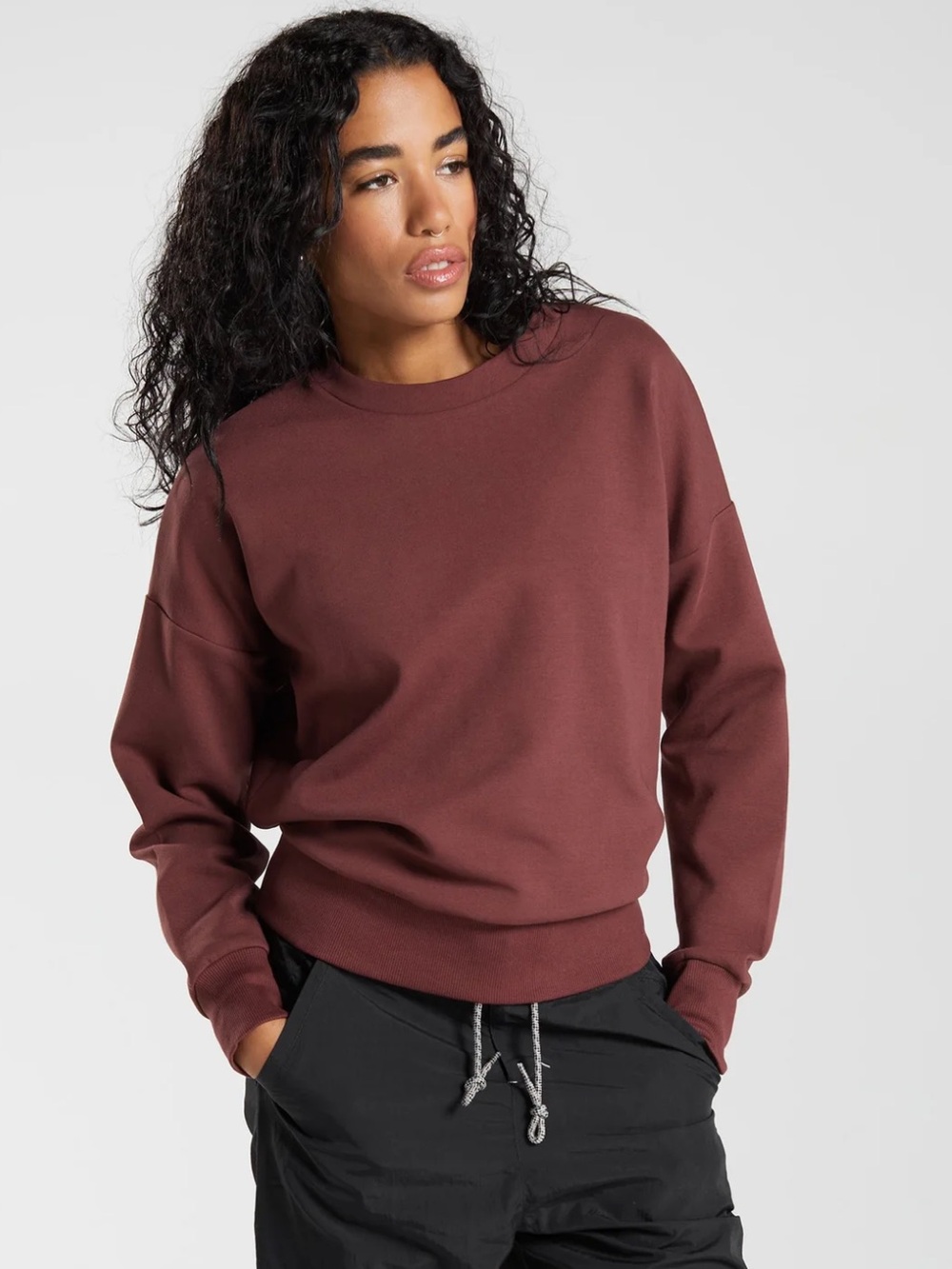 Gymshark Retake Sweat Crew Sweatshirt Medium Cherry Brown